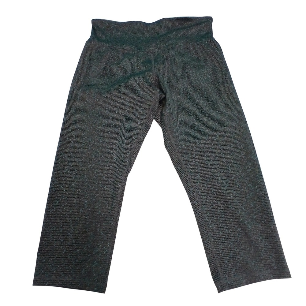 Champion C9 Cropped Leggings L Gray Blue‎ Textured Striped Activewear Yoga Pants